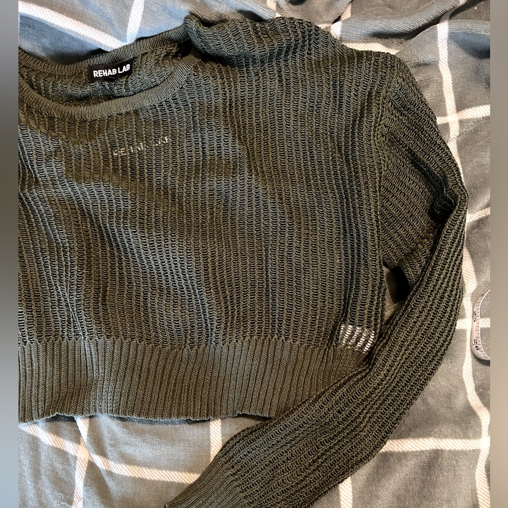 Rehab Lab netted long sleeve crop